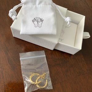 NWOT 18k gold croissant hoops